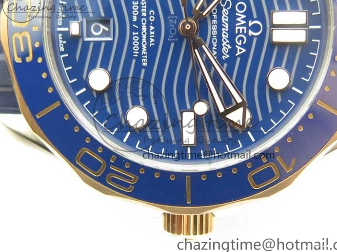 0427 2018 Seamaster Diver 300M SS RG VSF 1:1 Best Edition RG Bezel Blue Dial on Blue Rubber Strap A Contemporary 7927